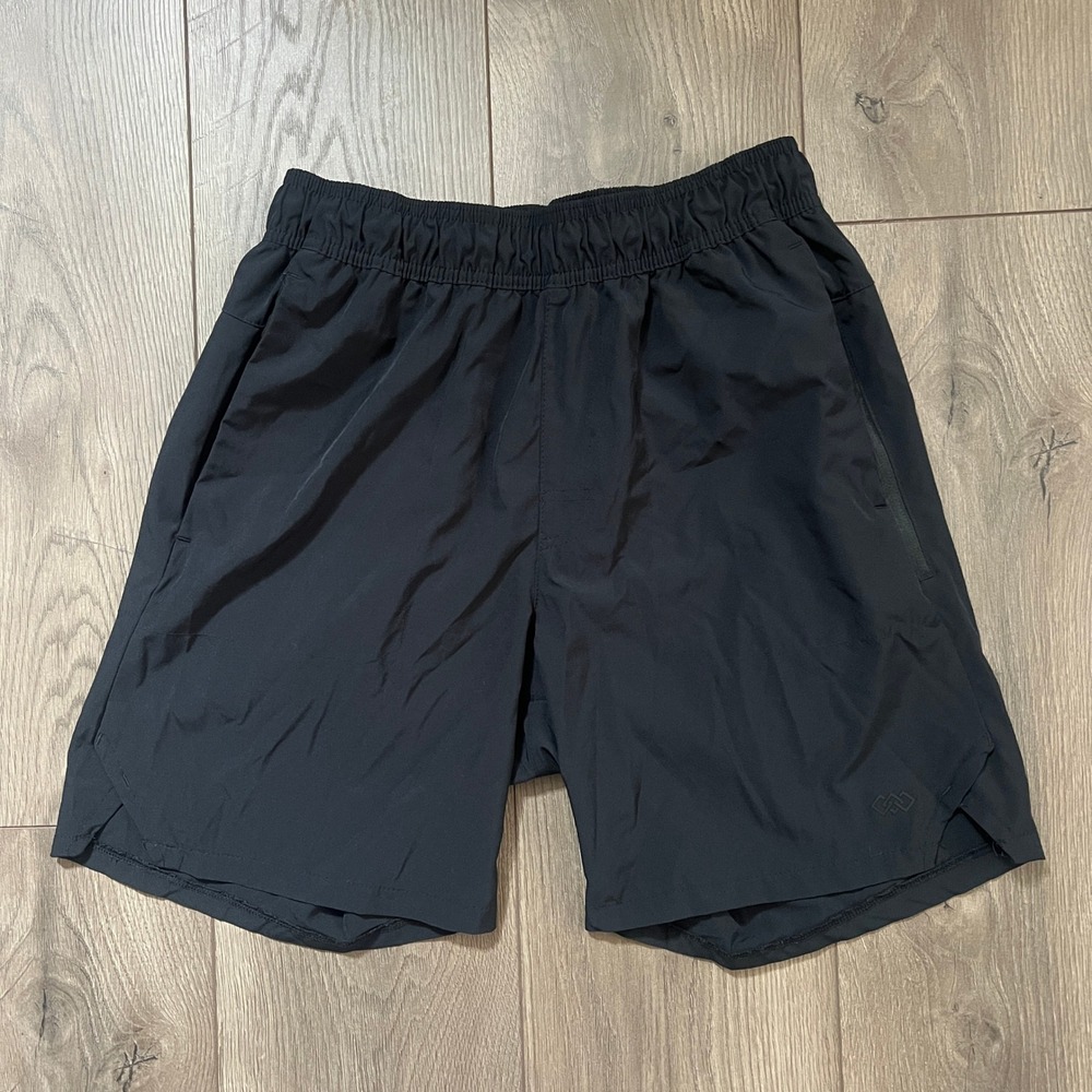Legend Leg3nd Mens Black Athletic Gym Running Shorts Zipper Pocket Size Medium